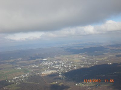 Near cloudbase, view of McConnellsburg.