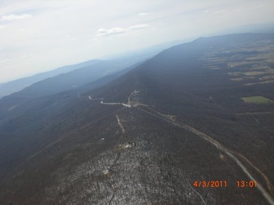 Looking south at the snowline along the ridge.