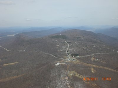 Looking back at launch and the snowline.