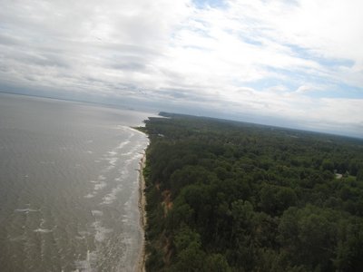 Looking south toward Long Beach (which is on the north side of the jetty that runs out into the bay a good bit).