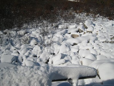 Soft snowy pillows below launch