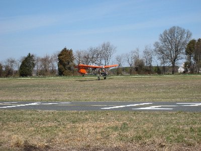 Zack landing after the day's first warm-up flight