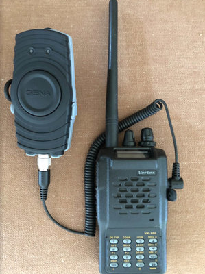 Sena SR10 ptt attached to a VX-150 radio