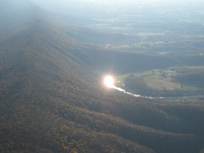 Sun flare off the Shenandoah River, heading back from the resevoir