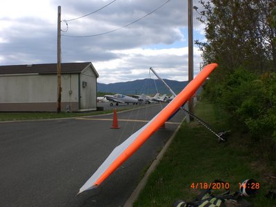 Bob Price's hot rod plane and my glider parked.