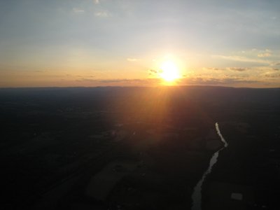 The sun beginning to get low, and reflecting from the Shenandoah River.