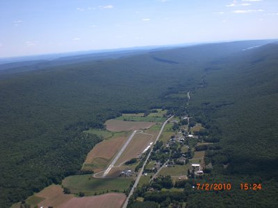 Bendigo Airport, with the Harrisburg Reservoir visible in the distance.