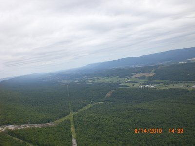 Looking down the power line clear cut.