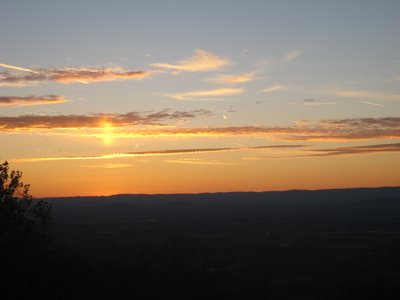 A beam of gold shoots up from below the horizon after sunset. A spectacular sight to end the day!